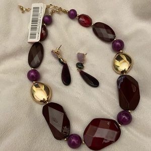Burgundy necklace & earring set